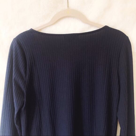 LOFT Blue Button Tie Hem Long Sleeve Shirt - Picture 9 of 12